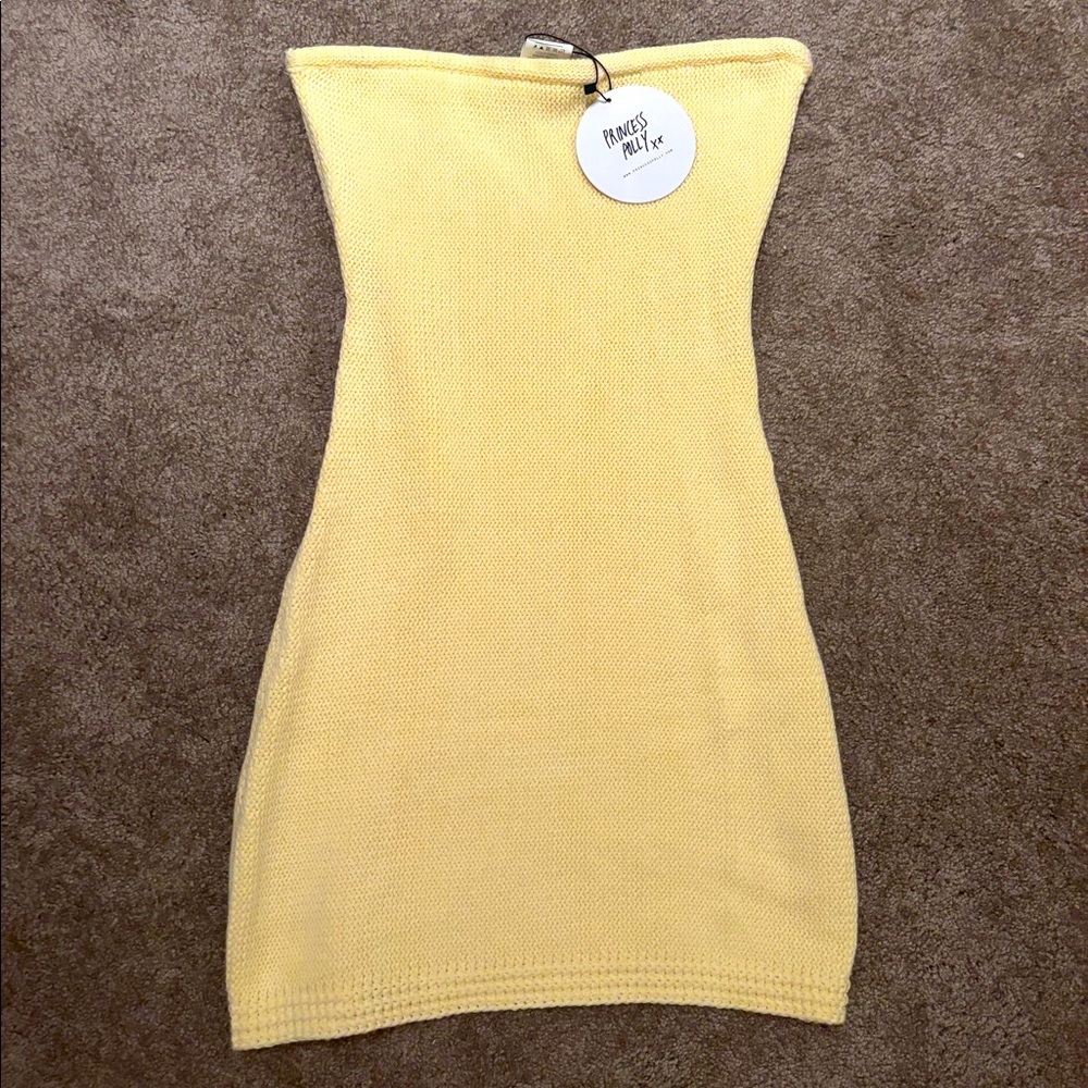 Princess Polly Flow Strapless Mini dress Yellow
